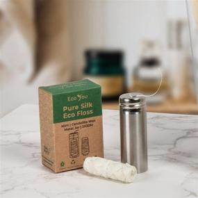 img 1 attached to EcoYou Natural Silk Dental Floss: Refillable Metal Container & 2 Refills, Mint & Candelilla Wax – Organic, Biodegradable Solution