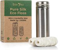 ecoyou natural silk dental floss: refillable metal container & 2 refills, mint & candelilla wax – organic, biodegradable solution logo