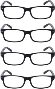 img 3 attached to Spring Hinges Rectangular Reading Glasses 4-Pack for Men and Women - Outray