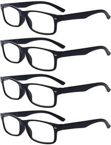 img 4 attached to Spring Hinges Rectangular Reading Glasses 4-Pack for Men and Women - Outray