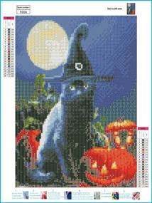 img 4 attached to 🎃 Halloween Cat Full Drill Diamond Painting Kit – DIY Cross Stitch Embroidery Mosaic for Bedroom Decor and Gifts