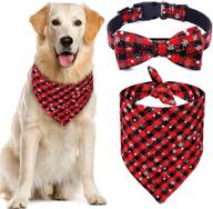 🐶 malier dog bandana and collar set – pet christmas classic plaid snowflake dog scarf – triangle bibs kerchief with adjustable collars and bow tie – pet costume accessories decoration for cats, dogs, and other pets logo