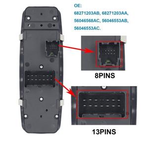 img 3 attached to 🚗 2015-2016 Chrysler 200/2013-2016 Dodge Dart/2014-2016 Jeep Cherokee Left Driver Master Power Window Switch (MOCW 68271203AB) - No Auto