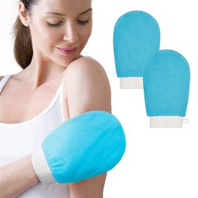 img 4 attached to Set of 2 PEACHYGLO Body Exfoliating Mitts for Enhanced Skin Renewal