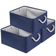 📦 future-sea extra large storage baskets [3-pack] - blue foldable collapsible bins with handles for organizing shelves, closet, nursery логотип