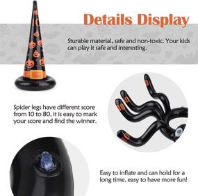 img 1 attached to Halloween Party Games - Giant Inflatable Spider Witch Hat Ring Toss Set for Kids and Adults - Outdoor Activities, Party Favor Game Toys - Spider-Themed Fun