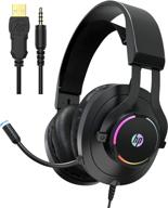 hp gaming xbox one headset with mic: high performance gaming headphones for ps4, pc, switch with noise cancelling mic & led lights logo