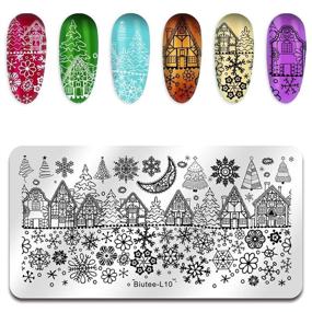 img 3 attached to Набор для печати ногтей Biutee Nail Stamping Plates 10 шт.: силиконовый прозрачный стемпер, животные, Рождество, Хэллоуин, цветы, геометрические фигуры и многое другое для пластины с изображением шаблона для нейл-арт.