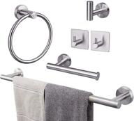 🛁 tocten 6-piece set bathroom hardware set - stainless steel towel bar, ring, paper holder, hooks & rack (brushed, 24inch) logo