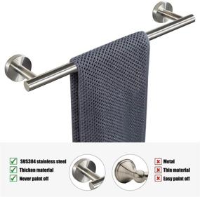 img 3 attached to 🛁 TocTen 6-Piece Set Bathroom Hardware Set - Stainless Steel Towel Bar, Ring, Paper Holder, Hooks & Rack (Brushed, 24INCH)