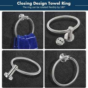 img 1 attached to 🛁 TocTen 6-Piece Set Bathroom Hardware Set - Stainless Steel Towel Bar, Ring, Paper Holder, Hooks & Rack (Brushed, 24INCH)