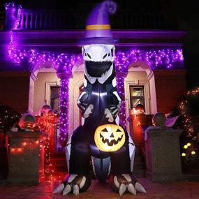 img 1 attached to 🦖 ATDAWN 8 FT Inflatable Halloween Dinosaur: Spooky Yard Decor for Indoor & Outdoor Halloween Celebration