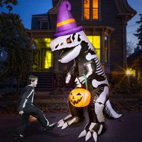 img 4 attached to 🦖 ATDAWN 8 FT Inflatable Halloween Dinosaur: Spooky Yard Decor for Indoor & Outdoor Halloween Celebration