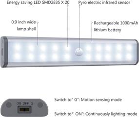 img 2 attached to 🔦 Enhance Closet Organization with 20 LED Motion Sensor Lights: Stick-on, Portable & Rechargeable (3 Pack)