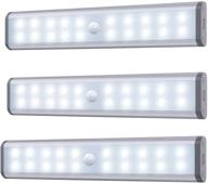 🔦 enhance closet organization with 20 led motion sensor lights: stick-on, portable & rechargeable (3 pack) логотип