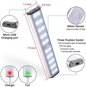 img 3 attached to 🔦 Enhance Closet Organization with 20 LED Motion Sensor Lights: Stick-on, Portable & Rechargeable (3 Pack)