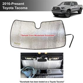 img 4 attached to Custom Fit Reflective Windshield Sunshade for Toyota Tacoma 2016-2021 - TRD Off-Road, SR, SR5, TRD Sport, TRD Pro, Limited 2Dr 4Dr Pickup - UV Reflector & Accessories