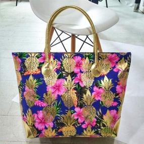 img 2 attached to Metal Pineapple Printed Canvas Beach Women's Handbags & Wallets in Totes