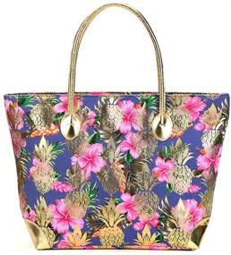 img 4 attached to Metal Pineapple Printed Canvas Beach Women's Handbags & Wallets in Totes