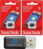 📸 sandisk 32gb microsd hc flash memory card (2 pack) class 4 bundle with microsd card reader - exclusive deal! logo