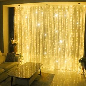 img 3 attached to 🌟 Curtain Lights, 300 LED Curtain Fairy String Lights with Remote Control - JNTLSSB 8 Modes, 9.8 Ft × 9.8 Ft, Waterproof USB Plug-in Copper Wire Lights Ideal for Window Wall, Bedroom, Wedding Party Decoration, Warm White