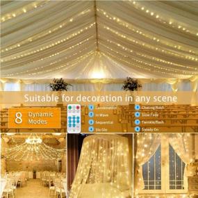 img 2 attached to 🌟 Curtain Lights, 300 LED Curtain Fairy String Lights with Remote Control - JNTLSSB 8 Modes, 9.8 Ft × 9.8 Ft, Waterproof USB Plug-in Copper Wire Lights Ideal for Window Wall, Bedroom, Wedding Party Decoration, Warm White