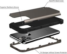 img 3 attached to 📱 Fingic Hybrid 3-in-1 iPhone 11 Pro Case - Heavy Duty Protection, Hard PC & Soft Silicone, Rugged Bumper, Anti-Slip, Full-Body Shockproof, Gunmetal - 5.8 inches