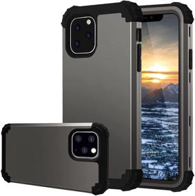 img 4 attached to 📱 Fingic Hybrid 3-in-1 iPhone 11 Pro Case - Heavy Duty Protection, Hard PC & Soft Silicone, Rugged Bumper, Anti-Slip, Full-Body Shockproof, Gunmetal - 5.8 inches