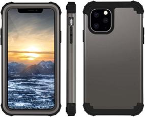 img 1 attached to 📱 Fingic Hybrid 3-in-1 iPhone 11 Pro Case - Heavy Duty Protection, Hard PC & Soft Silicone, Rugged Bumper, Anti-Slip, Full-Body Shockproof, Gunmetal - 5.8 inches