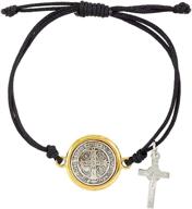 saint benedict two tone medal bracelet logo