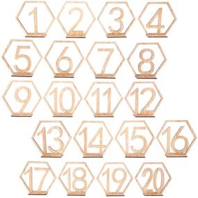 img 4 attached to 🔢 20pcs Wooden Wedding Table Numbers 1-20 with Hexagonal Holder Base - Bestoyard Wedding Table Decoration