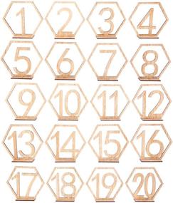img 3 attached to 🔢 20pcs Wooden Wedding Table Numbers 1-20 with Hexagonal Holder Base - Bestoyard Wedding Table Decoration