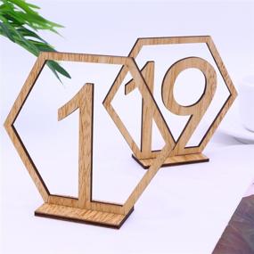 img 1 attached to 🔢 20pcs Wooden Wedding Table Numbers 1-20 with Hexagonal Holder Base - Bestoyard Wedding Table Decoration
