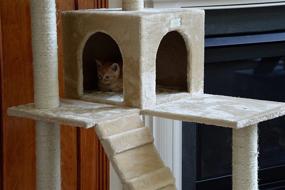 img 2 attached to Premium Beige 70-Inch GleePet GP78700621 Cat Tree with Ramp: The Ultimate Paradise for Your Feline Companion