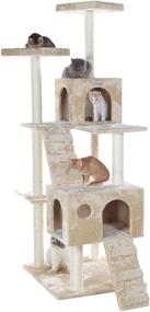 img 4 attached to Premium Beige 70-Inch GleePet GP78700621 Cat Tree with Ramp: The Ultimate Paradise for Your Feline Companion