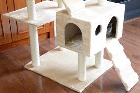 img 1 attached to Premium Beige 70-Inch GleePet GP78700621 Cat Tree with Ramp: The Ultimate Paradise for Your Feline Companion