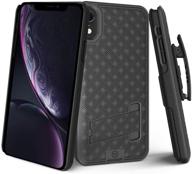 📱 black shell holster combo case with stand and belt clip for apple iphone xr - enhancing iphone xr holster from wixgear logo