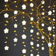 🌸 изысканный гирлянд из 42 футов бело-золотой бумажных цветов: впечатляющий фольгированный лист и цветочный флажок для незабываемого украшения вечеринки! логотип