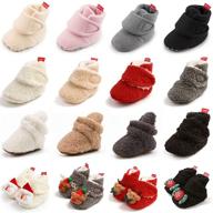 👶 kidsun newborn infant baby boys girls fleece booties: cozy non-skid winter shoes for warm christmas slippers logo