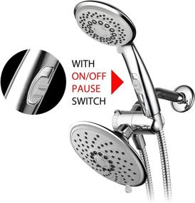 img 3 attached to 🚿 HotelSpa 6''/4'' Ultra-Luxury 3-way Rainfall Shower-Head/Handheld Shower Gray Spiral Combo with ON/OFF Pause Switch and Stretchable Stainless Steel Hose – High-Quality Bath Experience