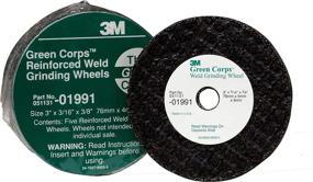 img 1 attached to 🔧 3M Green Corps Reinforced Weld Grinding Wheel (01991) – High-Performance Pack of 5 Wheels, 3in x 3/16in x 3/8in