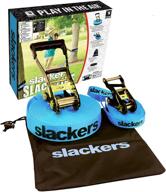 slackers 50-feet slackline classic set: learn with bonus teaching line, assorted colors logo