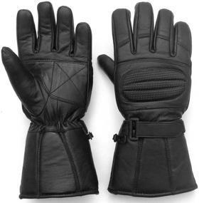 img 1 attached to 🧤 Leather Gauntlet Winter Biker Gloves for Men - Windproof & Heavy Duty