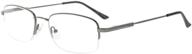 eyekepper bendable titanium memory eyeglasses for 👓 men and women, half-rim gunmetal eyewear with 0.00 power logo