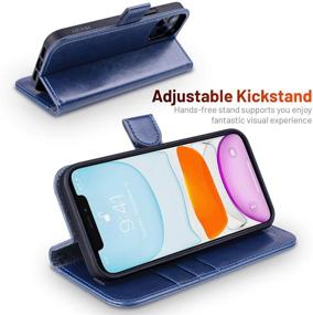 img 3 attached to 📱 OCASE iPhone 12 Pro Max Wallet Case: PU Leather Flip Folio with Card Holders, RFID Blocking, Kickstand & Shockproof TPU Inner Shell (Blue, 6.7 Inch)