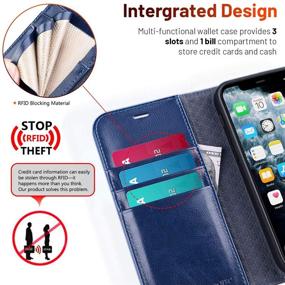 img 1 attached to 📱 OCASE iPhone 12 Pro Max Wallet Case: PU Leather Flip Folio with Card Holders, RFID Blocking, Kickstand & Shockproof TPU Inner Shell (Blue, 6.7 Inch)