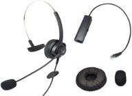 hands-free rj9 headset with monaural mic and noise cancelling for avaya nortel, yealink, ge emerson, viop, poe, nec, mitel office desktop ip telephone phone - includes extra cushions logo