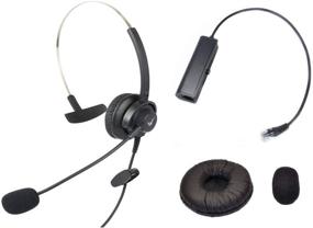 img 1 attached to Hands-Free RJ9 Headset with Monaural Mic and Noise Cancelling for Avaya Nortel, Yealink, Ge Emerson, VIOP, POE, NEC, Mitel Office Desktop IP Telephone Phone - Includes Extra Cushions