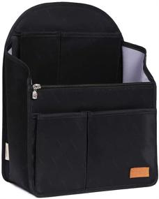 img 4 attached to 🎒 Black Nylon Backpack Organizer Insert for Women - Foldable MCM Divider for Rucksack, Shoulder Bag