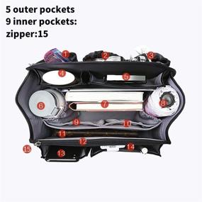 img 2 attached to 🎒 Black Nylon Backpack Organizer Insert for Women - Foldable MCM Divider for Rucksack, Shoulder Bag
